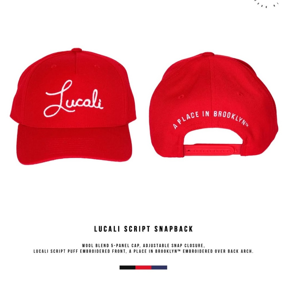 Lucali snapback baseball cap. From the iconic Brooklyn pizzeria.